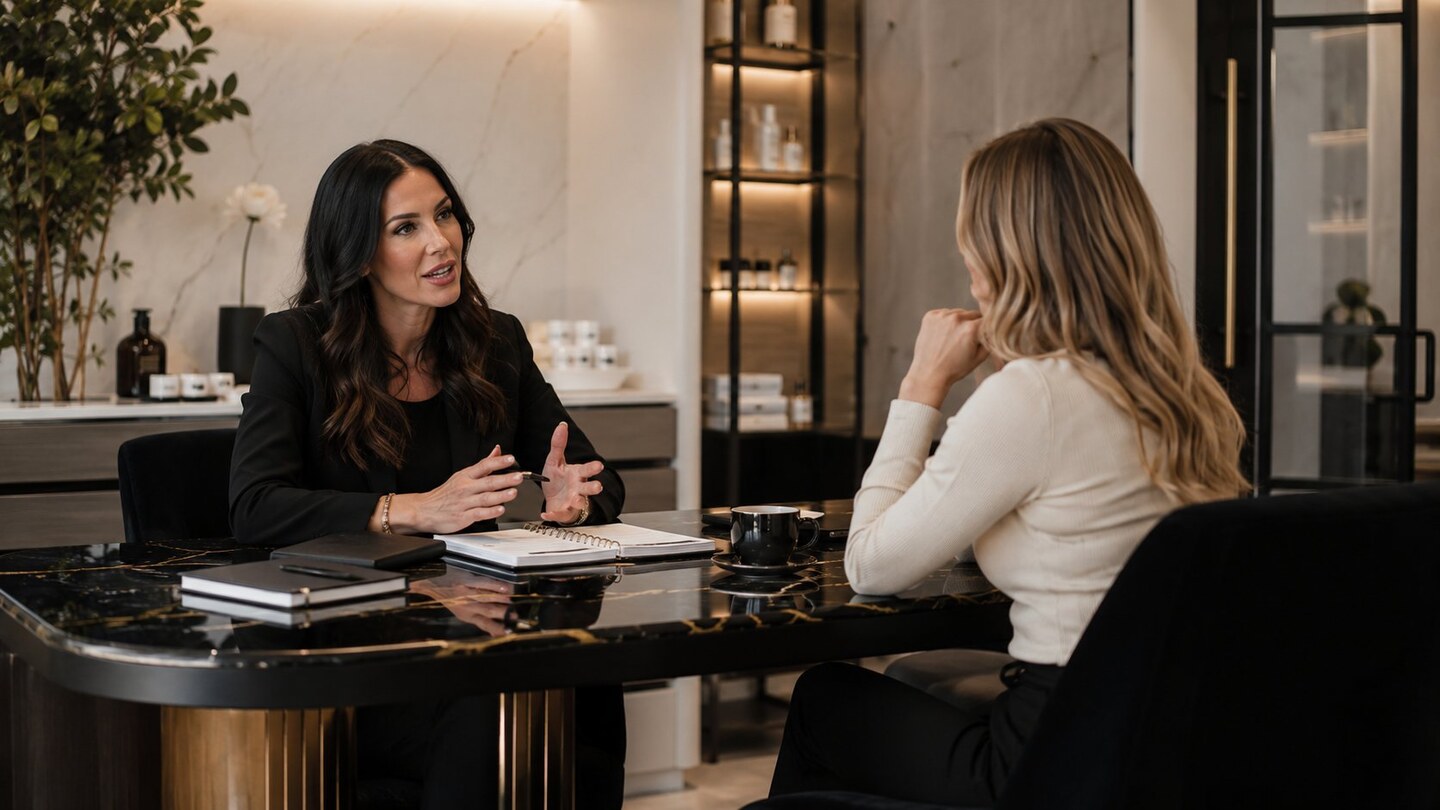 Structured aesthetic clinic consultation session