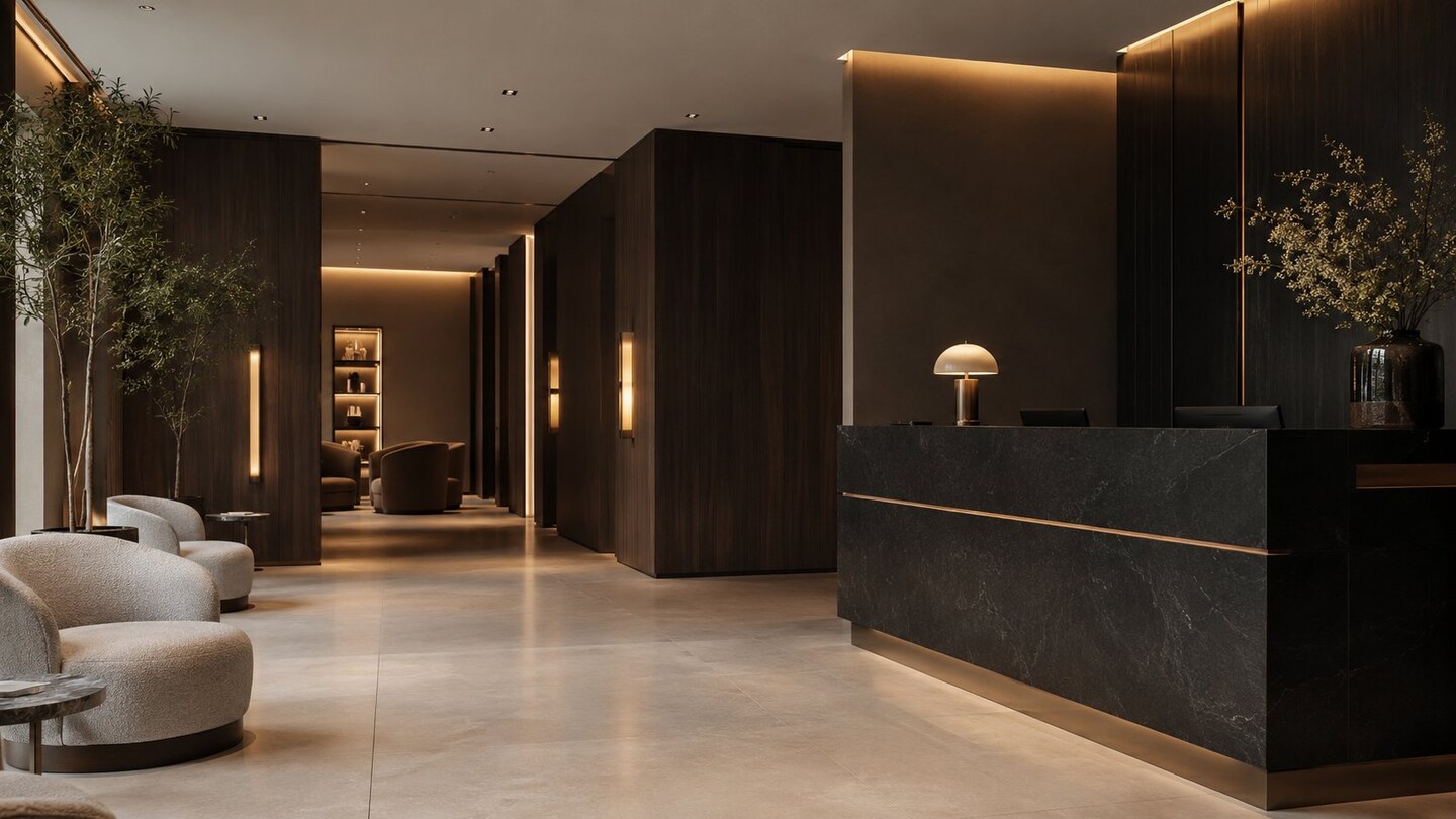 Luxury aesthetic clinic reception and lobby